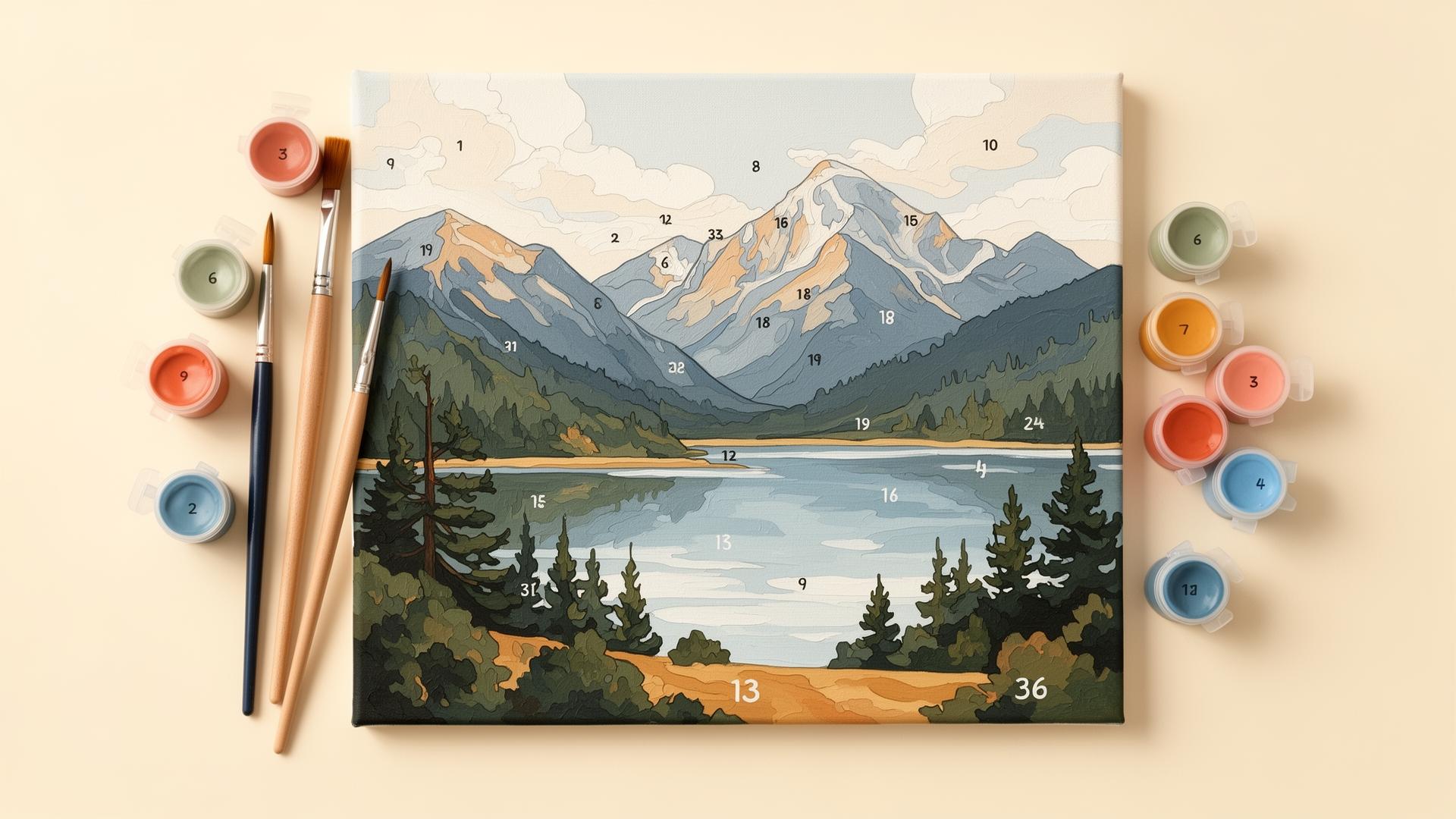 Paint-by-numbers canvas in progress