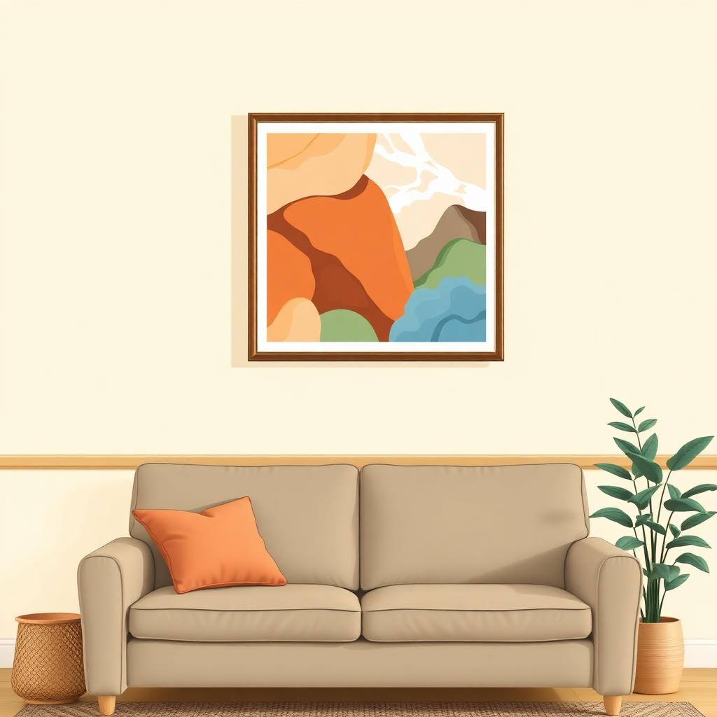 Finished canvas on a wall